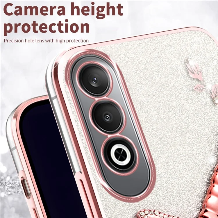 Custodia KADEM per OnePlus Nord CE4 5G, motivo Dragonfly, supporto a cavalletto, TPU, fiori, glitter, cover per telefono - Rosa