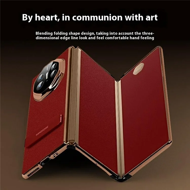 Étui de téléphone ultime avec support pour Huawei Mate XT en cuir et PC - Rouge