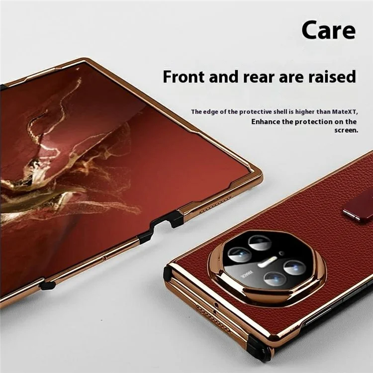 Étui de téléphone ultime avec support pour Huawei Mate XT en cuir et PC - Rouge