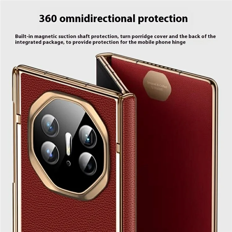 Étui Ultimate pour Huawei Mate XT, charnière magnétique, cuir + PC, support arrière - Rouge