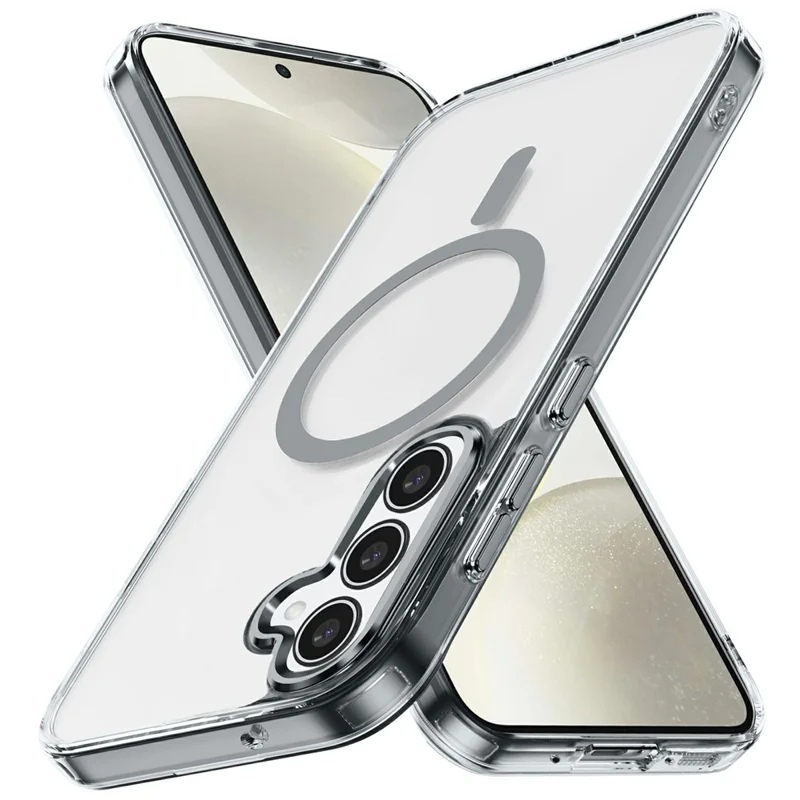 For Samsung Galaxy S24 FE Magnetic Case TPU+PC Transparent Phone Cover - Grey