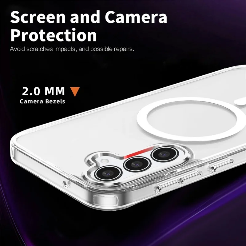 For Samsung Galaxy S24 FE Magnetic Case TPU+PC Transparent Phone Cover - Grey