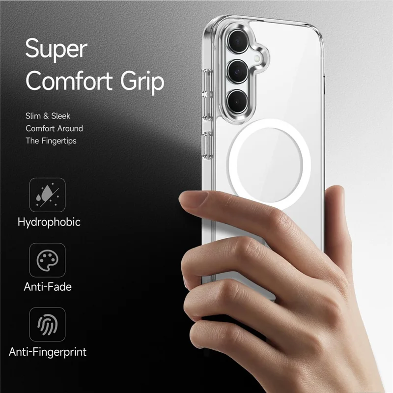 For Samsung Galaxy S24 FE Magnetic Case TPU+PC Transparent Phone Cover - Grey