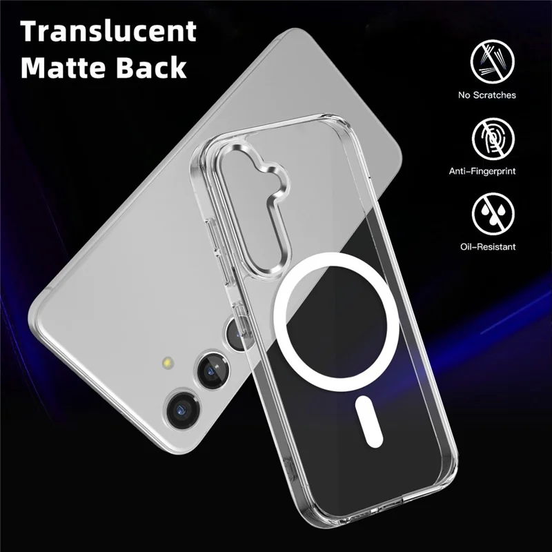 For Samsung Galaxy S24 FE Magnetic Case TPU+PC Transparent Phone Cover - Grey