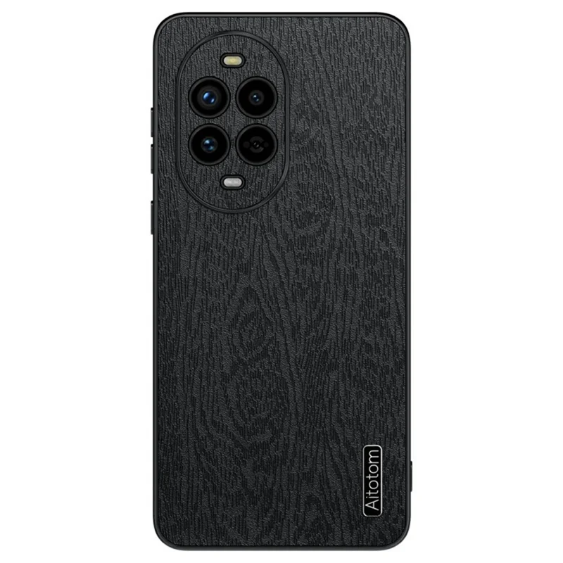 For Huawei nova 13 Pro 5G Case Træstruktur PU-læder med belægning PC+TPU Telefonbeskyttelse - Sort