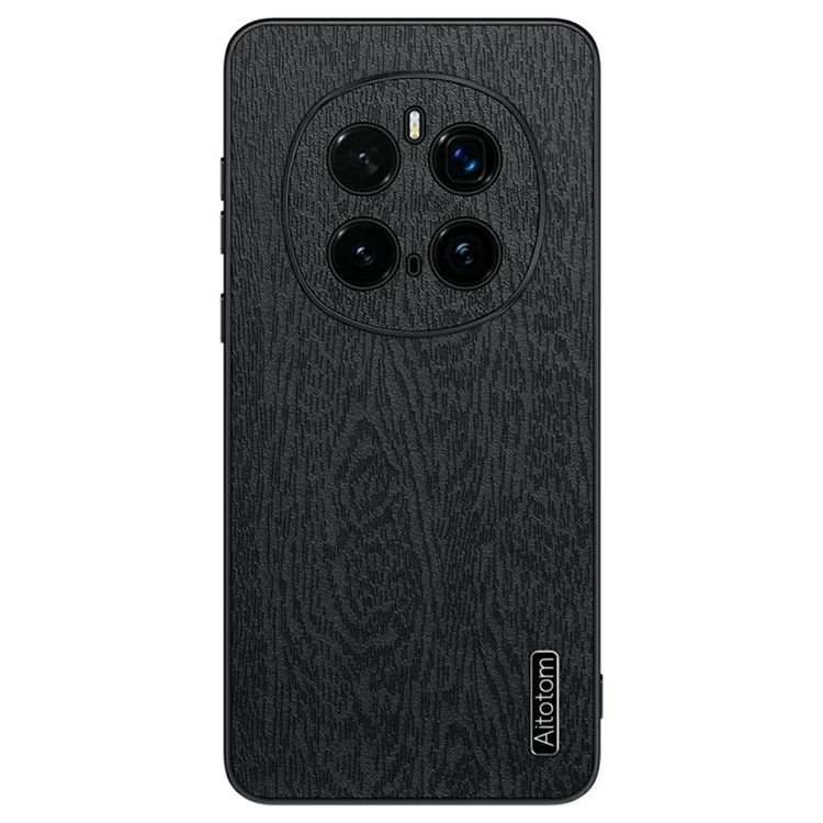 Funda For Honor Magic7 Pro 5G con textura de madera y recubrimiento de piel de poliuretano PC+TPU - Negro