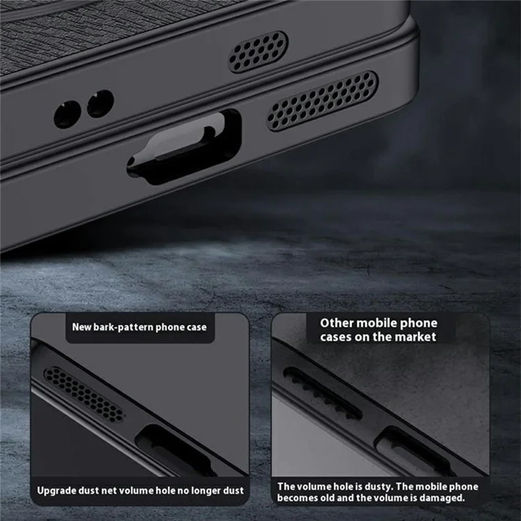 Funda For Honor Magic7 Pro 5G con textura de madera y recubrimiento de piel de poliuretano PC+TPU - Negro
