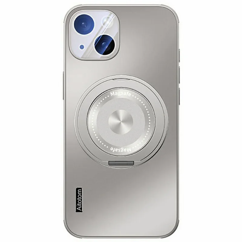 For iPhone 14 Case Compatible with MagSafe Kickstand TPU+PC Heat Dissipation Phone Cover - Grey