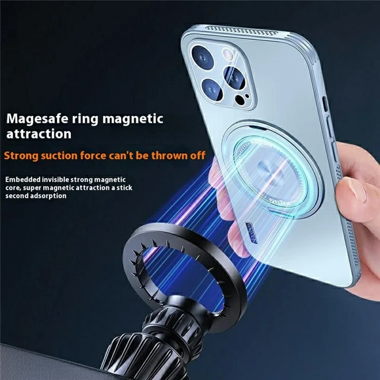 For iPhone 14 Pro Max Case Compatible with MagSafe Kickstand TPU+PC Heat Dissipation Phone Cover - Grey