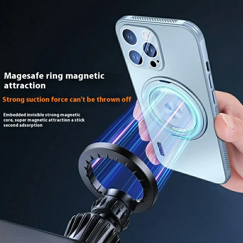 For iPhone 15 Pro Case Compatible with MagSafe Kickstand TPU+PC Heat Dissipation Phone Cover - Grey