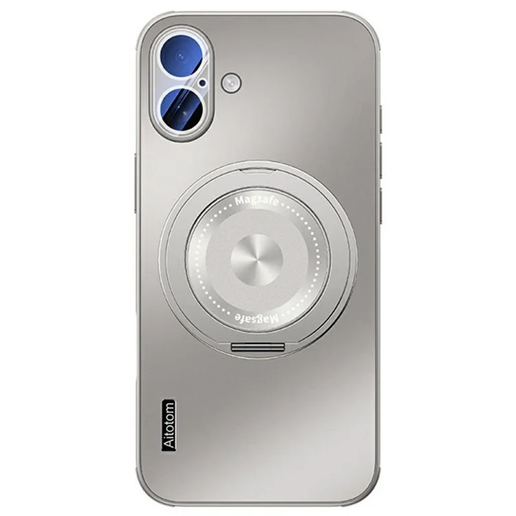 For iPhone 16 Plus Case Compatible with MagSafe Kickstand TPU+PC Heat Dissipation Phone Cover - Grey