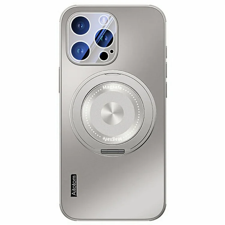 For iPhone 16 Pro Case Compatible with MagSafe Kickstand TPU+PC Heat Dissipation Phone Cover - Grey