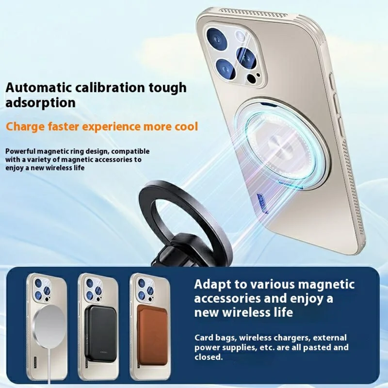 For iPhone 16 Pro Max Case Compatible with MagSafe Kickstand TPU+PC Heat Dissipation Phone Cover - Blue