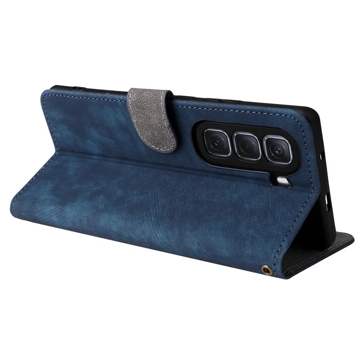 Funda de cartera para Infinix Hot 50 Pro+ 4G X6880, con bloqueo RFID, de piel de PU, con tapa abatible y soporte, color azul.