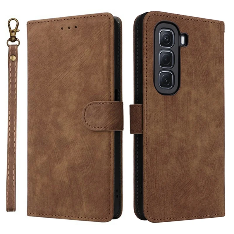 For Infinix Hot 50 Pro+ 4G X6880 Wallet Phone Case RFID Blocking PU Leather Flip Cover Stand View - Brown