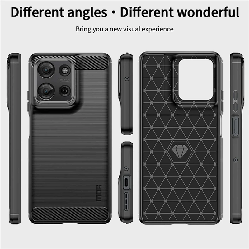 MOFI JK TPU Series-1 For Motorola Moto G75 5G Case Carbon Fiber Texture TPU Soft Phone Cover - Black