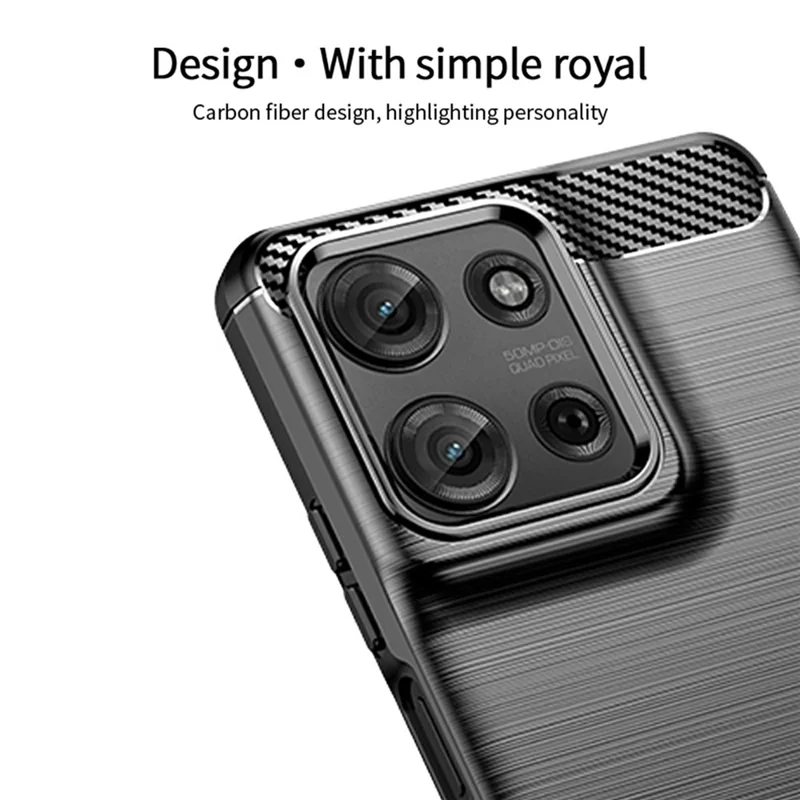 MOFI JK TPU Series-1 For Motorola Moto G75 5G Case Carbon Fiber Texture TPU Soft Phone Cover - Black