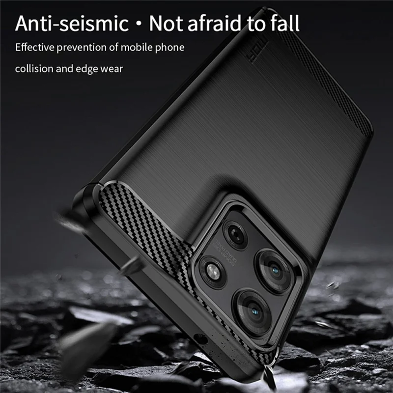 MOFI JK TPU Series-1 For Motorola Moto G75 5G Case Carbon Fiber Texture TPU Soft Phone Cover - Black
