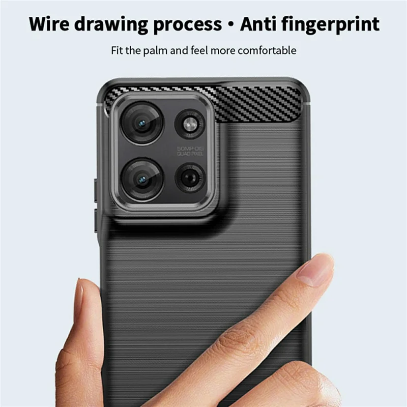 MOFI JK TPU Series-1 For Motorola Moto G75 5G Case Carbon Fiber Texture TPU Soft Phone Cover - Black