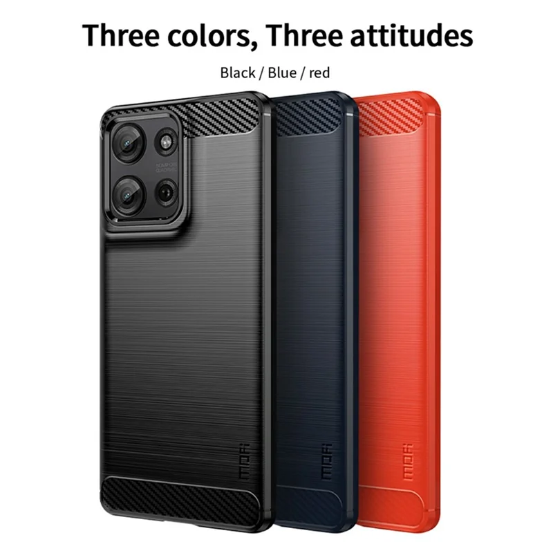 MOFI JK TPU Series-1 For Motorola Moto G75 5G Case Carbon Fiber Texture TPU Soft Phone Cover - Black