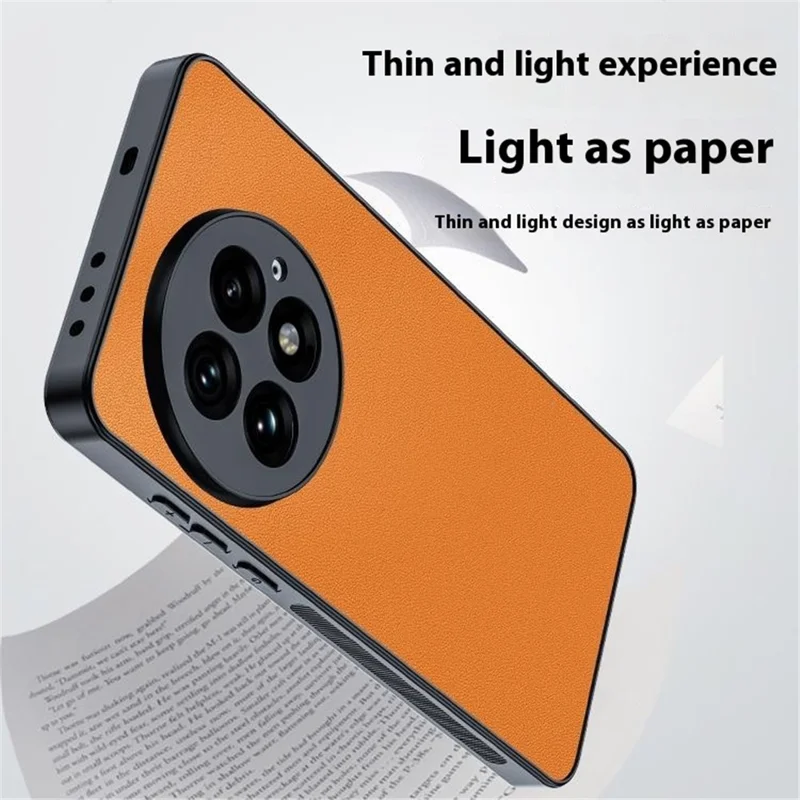 Para el OnePlus 13 Funda de Cuero PU Recubierta de PC+TPU Anti-Caídas - Naranja