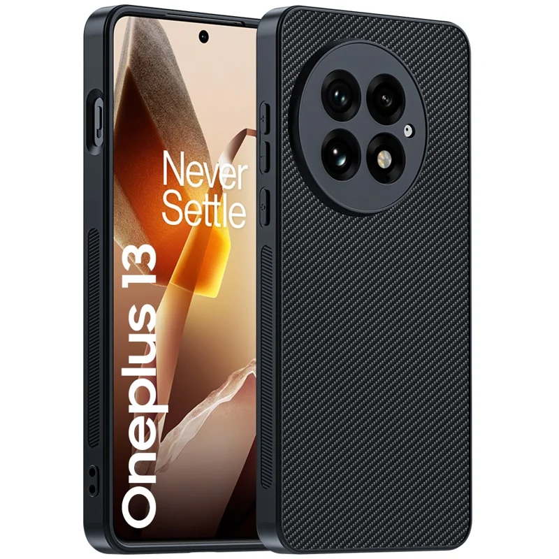 Per OnePlus 13 Case Carbon Fiber Texture Ultra Slim PC Phone Cover - Nero