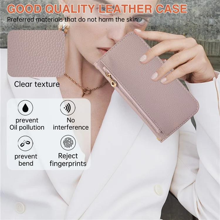 For Samsung Galaxy S24 Wallet Phone Case Shockproof TPU+PU Leather Flip Cover with Mirror, Strap - Purple