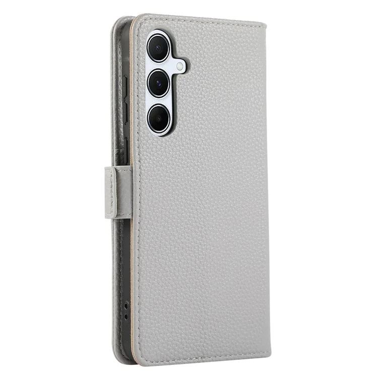 For Samsung Galaxy S24+ Wallet Phone Case Shockproof TPU+PU Leather Flip Cover with Mirror, Strap - Grey Blue