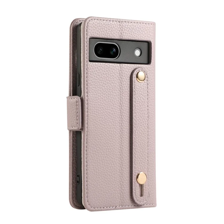 Capa de couro com porta-cartões, alças e proteção contra choques para Google Pixel 7a - Roxo
