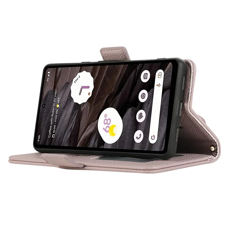 Capa de couro com porta-cartões, alças e proteção contra choques para Google Pixel 7a - Roxo