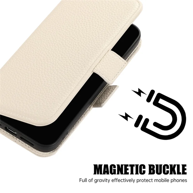 For iPhone 14 Pro Max Leather Case with Card Holder, Straps, Shockproof Wallet Phone Cover - Beige