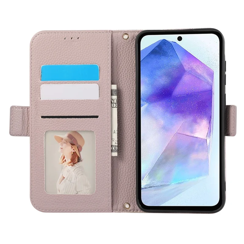 For Samsung Galaxy S24 Leather Case with Card Holder, Straps, Shockproof Wallet Phone Cover - Purple