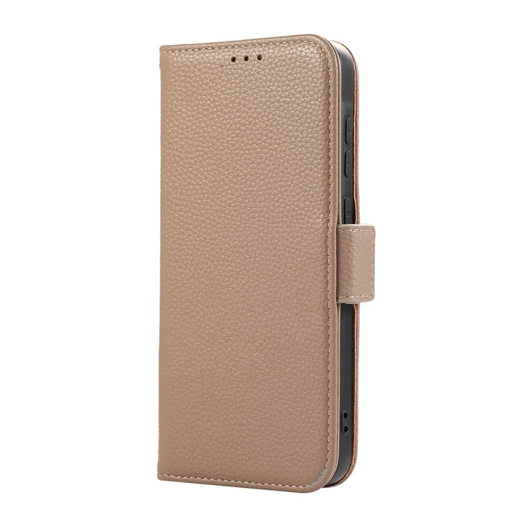 For Samsung Galaxy S24+ Leather Case with Card Holder, Straps, Shockproof Wallet Phone Cover - Khaki