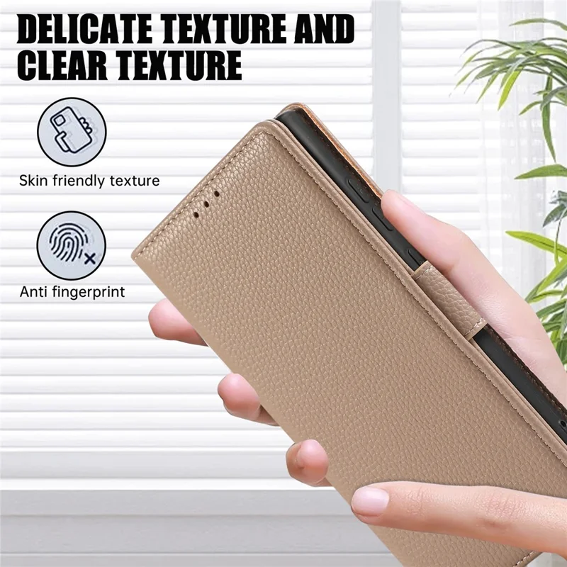 For Samsung Galaxy S23 Ultra Leather Case with Card Holder, Straps, Shockproof Wallet Phone Cover - Khaki