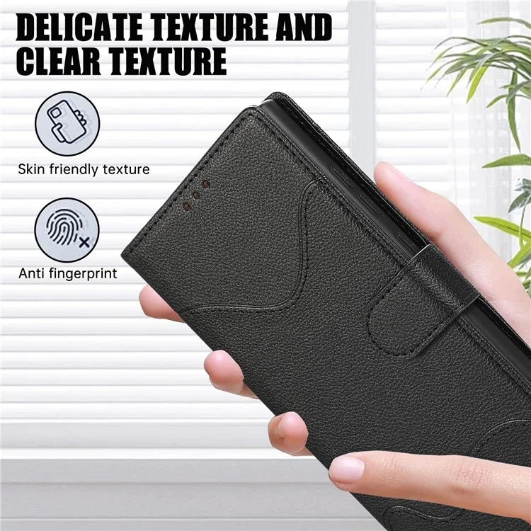 For Samsung Galaxy S24 Ultra Leather Phone Case with Card Holder, Wallet, Straps Protective Flip Cover - Black