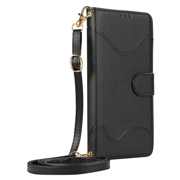 For Samsung Galaxy S24 Ultra Leather Phone Case with Card Holder, Wallet, Straps Protective Flip Cover - Black