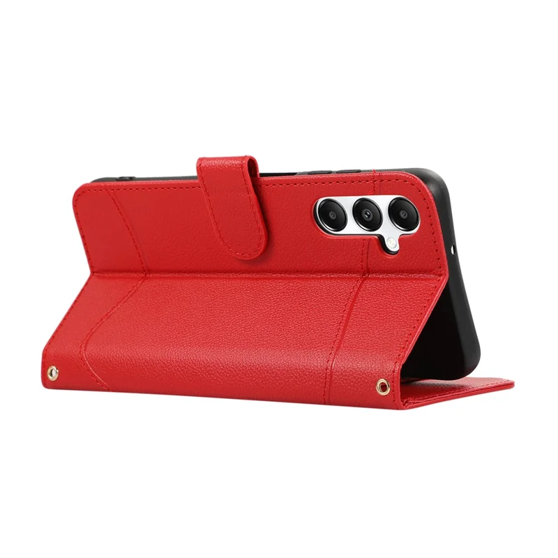 For Samsung Galaxy A55 5G Leather Phone Case with Card Holder, Wallet, Straps Protective Flip Cover - Red