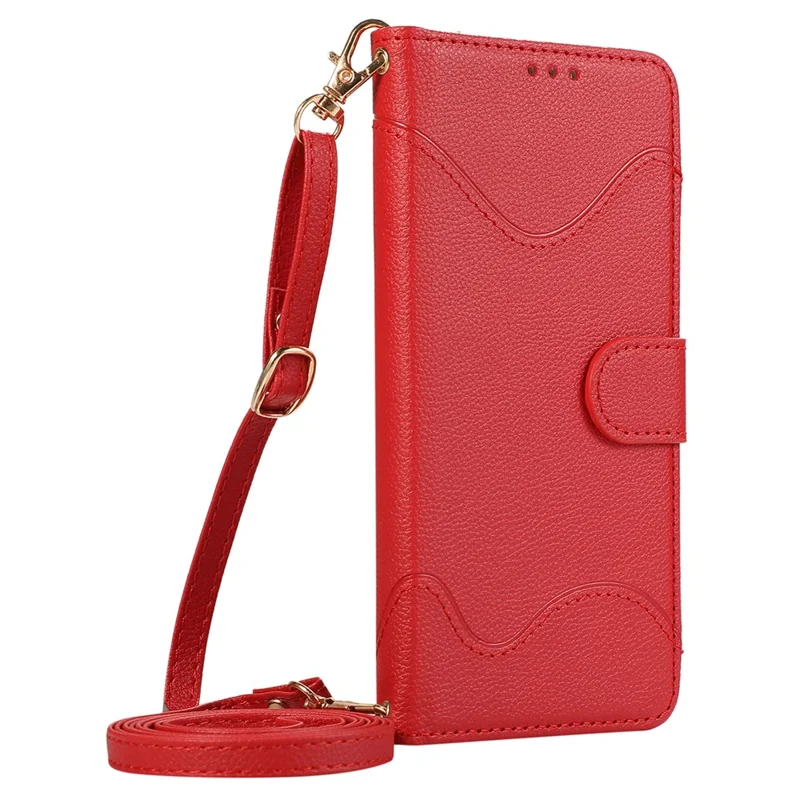 For Samsung Galaxy A55 5G Leather Phone Case with Card Holder, Wallet, Straps Protective Flip Cover - Red