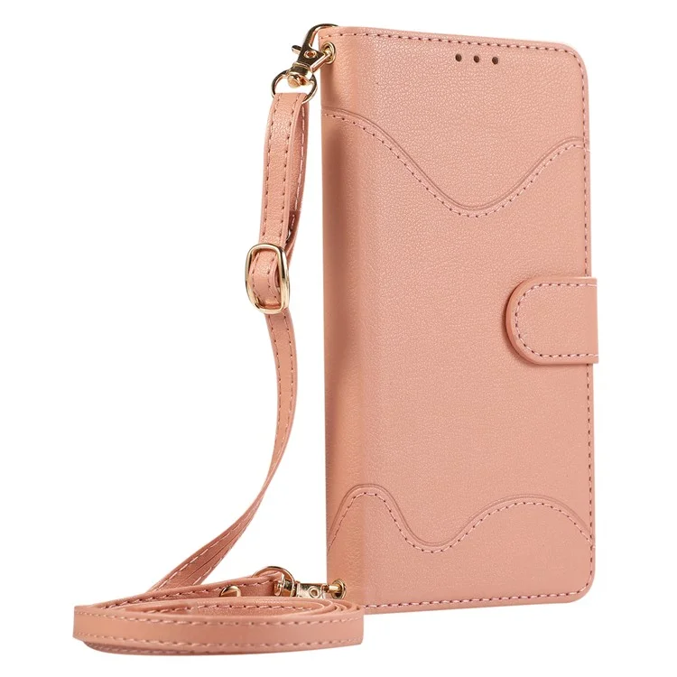 Funda de cuero con soporte para tarjetas, billetera y correas protectora tipo flip cover para Samsung Galaxy A35 5G - Rosa