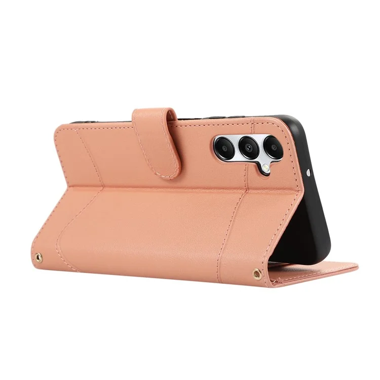 Funda de cuero con soporte para tarjetas, billetera y correas protectora tipo flip cover para Samsung Galaxy A35 5G - Rosa