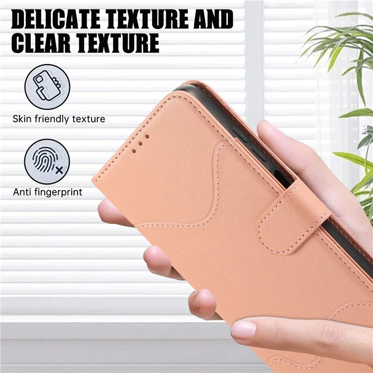 Funda de cuero con soporte para tarjetas, billetera y correas protectora tipo flip cover para Samsung Galaxy A35 5G - Rosa