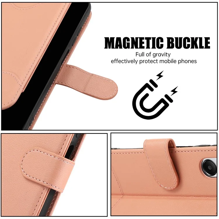 Funda de cuero con soporte para tarjetas, billetera y correas protectora tipo flip cover para Samsung Galaxy A35 5G - Rosa