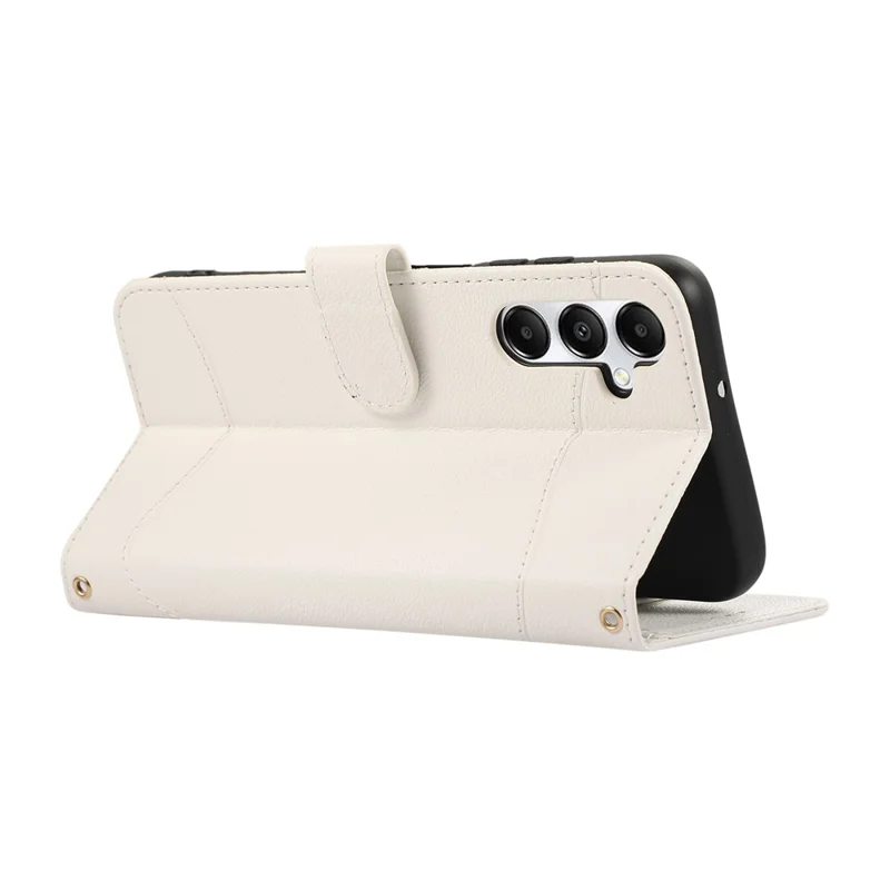 For Samsung Galaxy A15 5G / 4G Leather Phone Case with Card Holder, Wallet, Straps Protective Flip Cover - White