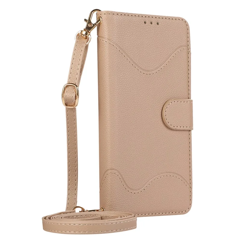 For Samsung Galaxy A15 5G / 4G Leather Phone Case with Card Holder, Wallet, Straps Protective Flip Cover - Khaki