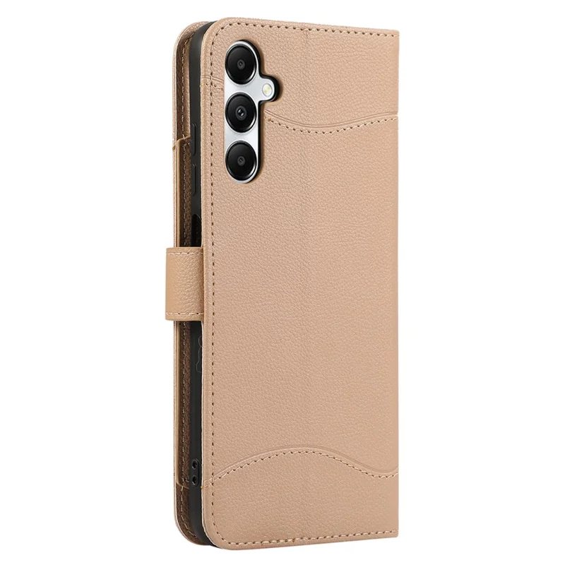 For Samsung Galaxy A15 5G / 4G Leather Phone Case with Card Holder, Wallet, Straps Protective Flip Cover - Khaki