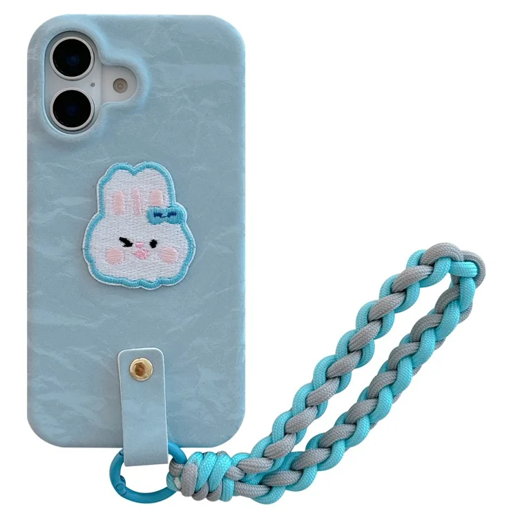For iPhone 16 Case Cute Pattern Soft PU+PC Phone Back Cover with Braided Handy Strap - Sky Blue Rabbit

Für iPhone 16 Hülle Süßes Muster Weiche PU+PC Handyhülle mit geflochtener Trageriemen - Hellblauer Hase