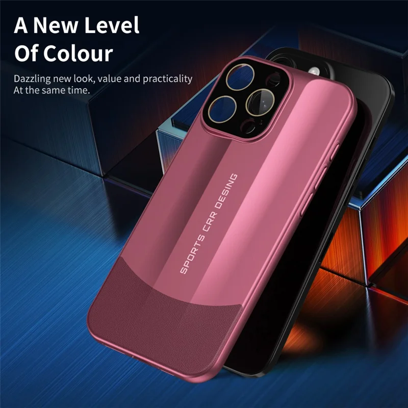 For iPhone 16 Pro Case Hard PC Phone Back Cover Built-In Glass Lens Film Full Protection - Light Purple