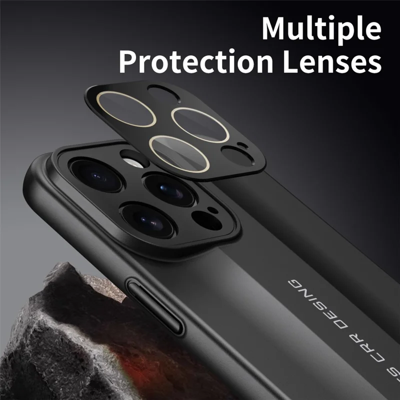 For iPhone 16 Pro Case Hard PC Phone Back Cover Built-In Glass Lens Film Full Protection - Light Purple