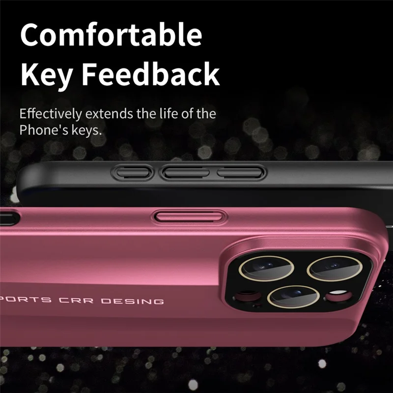 For iPhone 16 Pro Case Hard PC Phone Back Cover Built-In Glass Lens Film Full Protection - Light Purple