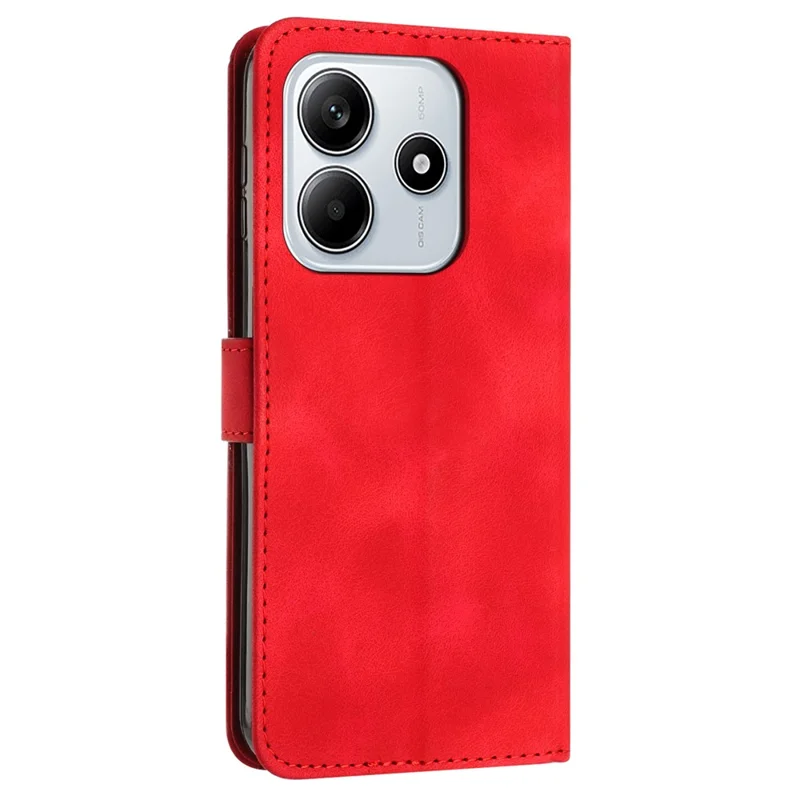 For Xiaomi Redmi Note 14 5G Case Handbag Imprinted Triangle Leather Phone Cover - Red